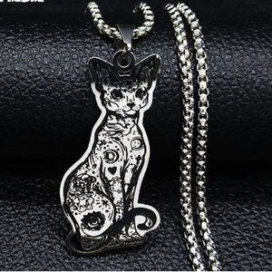 Sphynx Cat Tattoo Stainless Steel Necklace I